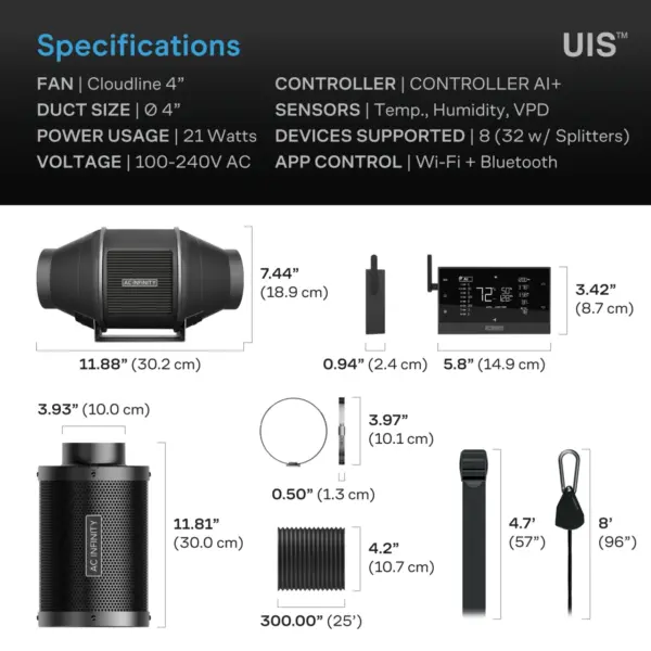 AC-FKT4-Product-Dimensions__14437.1785961779.webp AC Infinity Luftfilter-Set PRO AC-FKT4 100mm - Bild 7