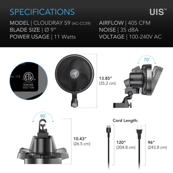 AC Infinity CLOUDRAY S9 automatische Oszillation - Bild 5