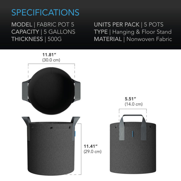 StorePhoto6__57745.1684365907.jpg AC Infinity Stofftöpfe 19 Liter 5er-Pack - Bild 6