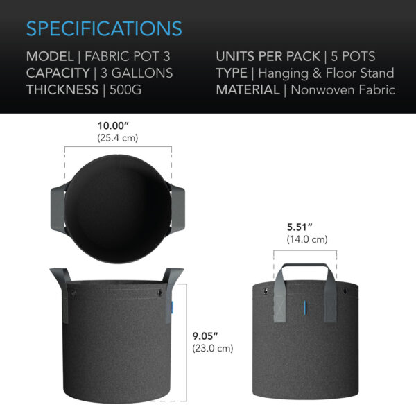AC Infinity Stofftöpfe 11 Liter 5er-Pack - Bild 6