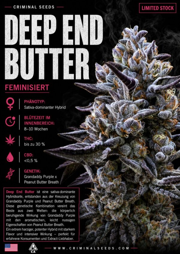 Deep End Butter x Cali – Criminal Seeds feminisiert 3er Pack Deep End Butter x Cali – Criminal Seeds feminisiert 3er Pack